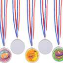 ArtCreativity Make Your Own Medals Kit, Set of 24 Custom Medals, DIY Award Medals for Kids with Patriotic Ribbons, Fun Craft Activity Kit for Parties, School and Home, Party Favors Medals