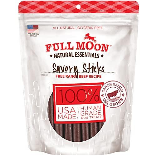 Full Moon All Natural Human Grade Dog Treats, Essential Beef Savory Sticks, 22 Ounce, 1.375 Pound (Pack of 1) Best By 06/11/2027