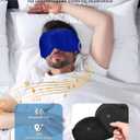Sleep Mask with Bluetooth Headphones, Removable 3D Contoured Cup, Wireless Eye Mask for Sleep, Sleeping Headphones with Thin Stereo Speakers for Men, Women, Travel, Relaxation - Blue