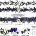 Fake Hanging Eucalyptus Garlands Artificial Vines Plants Eucalyptus Leaves with Flowers Greenery Spring Floral Garland for Home Garden Wedding Wall Arch Party Decoration(Purple)