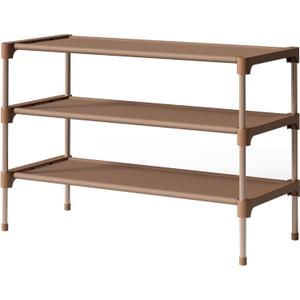 Kitsure Shoe Rack - Premium Non-Woven Shoe Rack Shelf, Shoe Organizer for Closet, Entryway, Garage & Corridor, Sturdy & Durable Long Stackable Shoe Shelves, Medium, Brown