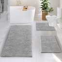 Hearth & Harbor Bathroom Rugs, Chenille Bath Mat - Machine Washable Bath Mats for Bathroom Non-Slip Backing Rubber, Quick Dry Mat - Silver Bath Rug, 17x24-26x44-20x24