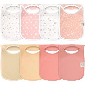 8-Pack Baby Bibs for Boys, Girls - Pullover Bibs for Drooling Teething Baby Girl & Boy Toddler, Newborn, Soft & Absorbent, Cute Colors, Large Torso Coverage Keep Infant Clean & Dry (Butterflies)