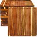 Roshtia 12 Pcs Wooden Plates Square Acacia Wood Charcuterie Board Wedding Dinner Serving Tray Charger Appetizer Kitchen Platter Cheese Steak Tableware Gift for Snack Dessert Salad Fruit (12 Inch)