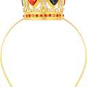 Princess Crown Peach Crown Headband Adult Heart Crystal Metal Birthday Princess Accessories (Black and Red)