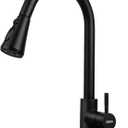 Klabb Kitchen Faucet, Matte Black Single Handle Brass Pull-Out Faucet with Sprayer & Deck Plate, Durable & Easy to Install for Kitchen Sink