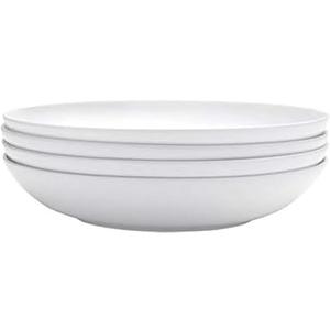 Mikasa Delray Bone China Pasta Bowls Set of 4, 9 Inch White Serving Bowls for Pasta, Salad, Soup, Lightweight and Durable Dinnerware