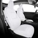 AOMSAZTO Car Seat Cover for Tesla Model Y 2020 2021 2022 2023 2024 2025 2026 5 Seats (Not for Performance) - Full Set Customized White Seat Covers (with Armrest Cover)