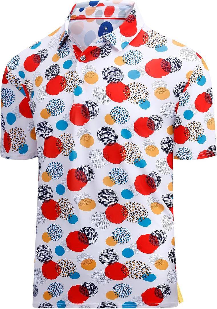 Damipow Mens Golf Shirts Dry Fit Polo Shirts Moisture Wicking Short Sleeve Hawaiian Polo Shirt (XXL)