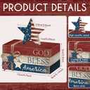 4 Pcs 4th of July Decorations Patriotic Tiered Tray Decorations Signs Rustic Memorial Day Decor Book Block Sign for 250th Anniversary Farmhouse Table Home Tabletop Shelf(Star)