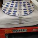 Ceramic Dinner Plates Set - 10.5 Inch Large Kitchen Porcelain Salad Serving Plate for Pasta Steak Pizza Pancakes - Scratch Resistant Dishwasher Oven Microwave Safe - Set of 6 - Vintage Blue