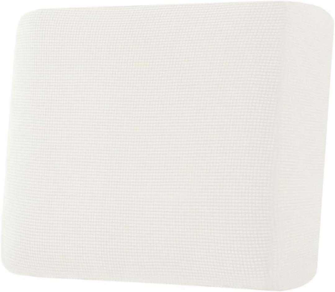 H.VERSAILTEX Super Stretch Individual Seat Cushion Covers Armchair Sofa Covers Couch Cushion Covers Slipcover Sets Thick Jacquard Textured Twill Fabric (1 Piece Chair Cushion Cover, Porcelain White)