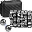 Cool Fidget Magnet Ferrite Rock for Adults, Fidget Mangetic Stones with Fiber Case for Easy Carry, Magnetic with Two Magnet Balls for Office Desk Kitchen Decors, Magic Blocks for Researcher Teacher (Black)