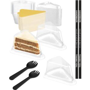 Cake Slice Container, 100 Pack Individual Cake Slice Containers Disposable Cheesecake Containers With Lids For Cake, Tiramisu, Mousse, Dessert (White)