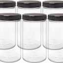 ljdeals 32 oz Clear Plastic Jars with Lids, Storage Containers, Wide Mouth PET Mason Jars, Pack of 6, BPA Free, Food Safe, Made in USA