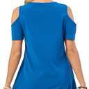 Summer Women's Casual Dress with Thin Straps Off-The-Shoulder Short Sleeves Flowing Beach Resort A-Line Dress (Blue, M)