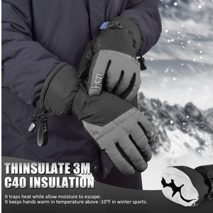 MCTi Ski Gloves,Winter Waterproof Snowboard Snow 3M Thinsulate Warm Touchscreen Cold Weather Women Gloves Wrist Leashes Medium