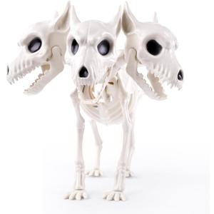JOICEE 12 Halloween Dog Skeleton, Three-Headed Spooky Realistic Halloween Puppy Dog Skeleton Statue Prop for Scary Props Party Decoration