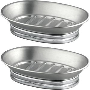 iDesign Soap Dish for Bathroom Sink - Soap Dish Holder for Bar Soap - Set of 2 - Split Finish