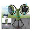 Outdoor Camping Fan With Light - Oscillating Battery Powered Fan For Camping With Hanging Hook For Beach Travel Picnic Fishing Outdoor- Green