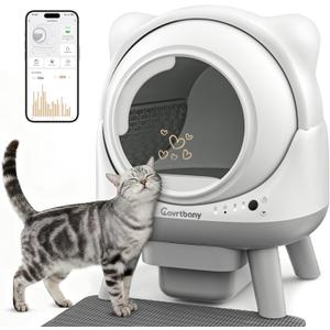 Automatic Litter Box, Self Cleaning Litter Box, Cat Robot for Multiple Cats, with Smart APP Control and Health Monitoring, Safety Sensors, with Trash Bags, White & Grey
