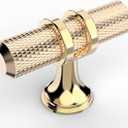 10 Pack Gold Knurled Cabinet Knobs for Dresser Kitchen Cabinets Single Hole Brushed Brass Cabinet Pulls Hardware