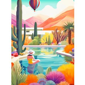 Cross & Glory Jigsaw Puzzles 1000 Pieces - Blossoming Desert: Poolside Paradise - 1000 Piece Landscape Puzzles for Adults | Vibrant Colors | Desert Cactus Succulent | 20x27 Inches | Adult Challenge