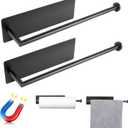 RedCall 2 Pack Magnetic Paper Towel Holder for Fridge,Black Kitchen Towel Holder for Refrigerator/BBQ Grills/Griddles Toolbox/RV,Powerful Magnetic Towel Bar,Kitchen Bathroom Organizers and Storage