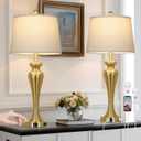 30" Gold Tall Table Lamps for Living Room, Touch Control Bedroom Lamp with USB A+C Ports and AC Outlet, 3-Way Dimmable Bedside Table Lamps Set of 2, Modern Metal Lamp for Nightstand