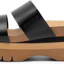 DREAM PAIRS Women's Platform Slides Sandals Comfortable Arch Support Two Strap Slip On Fashion Beach Wedge Sandals, US 7