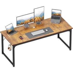 ODK 63 Inch Computer Desk Home Office Desk, Gaming Writing Work from Home Study Desk, Modern Simple Design, Large Legroom, Sturdy Metal Frame, Vintage