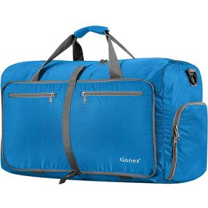 Gonex 150L Large Foldable Travel Duffle Bag with Shoes Compartment, Packable Lightweight Water Repellent Duffel Bag for Camping Gym Weekender Bag, Sky Blue