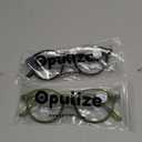 OPULIZE REY Reading Glasses for Women Men, Retro Round Frame with Spring Hinges, Matte Black, Green +1.50 (Pack of 2)