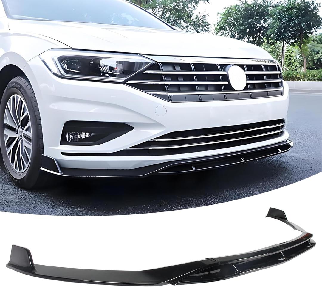 Front Bumper Lip Splitter Spoiler Compatible with Volkswagen VW Jetta MK7 2019 2020 2021 R-Line/S/SE/SEL Double Layer 4pcs Kit Accessories Air Chin Body Protector (Glossy Black)