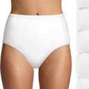 Hanes Women's Underwear, Ultimate High-Waist Brief Panties, Moisture-Wicking Underwear for Women, 6-Pack (White, L)