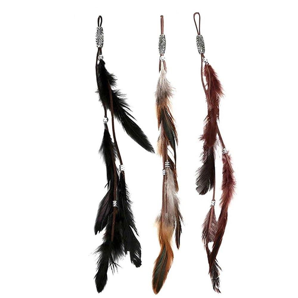 4 Pcs Halloween Women Feather Hair Clips, 13 Inch Handmade Bohemian Hippie Hair Clip Comb, Native Tribal Feather Clips Headdress for Photography, Festival, Costume, DIY Present