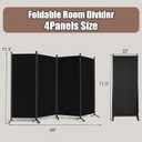 Room Dividers Folding Privacy Screens 4 Panel Partition Screen Steel Frame& Frabic Office Partition for Home Office Dorm Decor Black