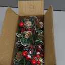 Songjum Artificial Christmas Pine Picks Christmas Berries Artificial Stem with Pinecones Apples Bells Christmas Flower Picks for Christmas Tree Wreath Arrangement Winter Holiday Decor (Green)