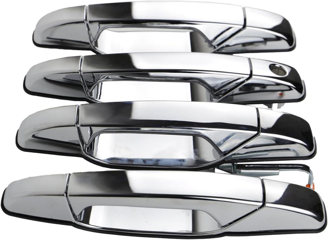 4PCS Exterior Chrome Door Handles Compatible with 2007-2014 Cadillac Escalade, Chevy Silverado Suburban Tahoe Avalanche GMC Sierra Yukon,Front Rear Driver & Passenger OE 22738721 20828258 20828237