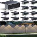 Solar Fence Lights Outdoor - 3000/4000/6000K 3 Mode, IP65 Waterproof Fence Lights Solar Powered, Dusk to Dawn Solar Light for Outside, Backyard/Step/Patio/Deck/Stair Railings and Wall (12 pack)