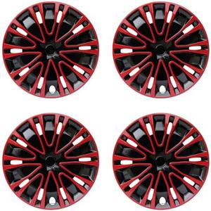 Hubcap Wheel Cover Replacement R15 Hub Caps Universal-Fit Steel Wheel Rim Cover ABS Material Exterior Accessories for Car Truck SUV -Set of 4（15-inch，Red-Black）