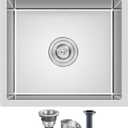 18 Inch Undermount Kitchen Sink Brushed, 18 Gauge T-304 Stainless Steel Handmade Single Bowl Kitchen Bar/Prep Sink Undermount, 18"x18"x9"