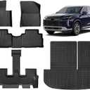 KUST Floor Mats for Hyundai Palisade 2020-2025 (7 Seater), All Weather Trunk Mat with Back Seat Protector for Palisade Accessories, TPE Floor Liner Cargo Mat, Full Set Car Mats High Edges