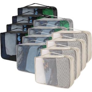 12 Pcs Packing Cubes for Suitcase Travel Luggage Bags Bulk Mesh Organizer Set for Hiking Camping Backpacking Clothes Accessories