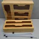 Bamboo Food Storage Bag Organizer for Drawer with Foil & Plastic Wrap Dispenser 4 in 1 Premium Kitchen Drawer Organizer for Gallon, Quart & Sandwich Bags