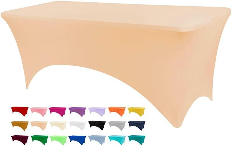 Table Covers for 6 Foot Tables, Champagne Washable and Wrinkle Resistant Stretch Tablecloths Rectangle 6ft for Events, Wedding, Banquets, Parties (72" x 30" (Rectangular))