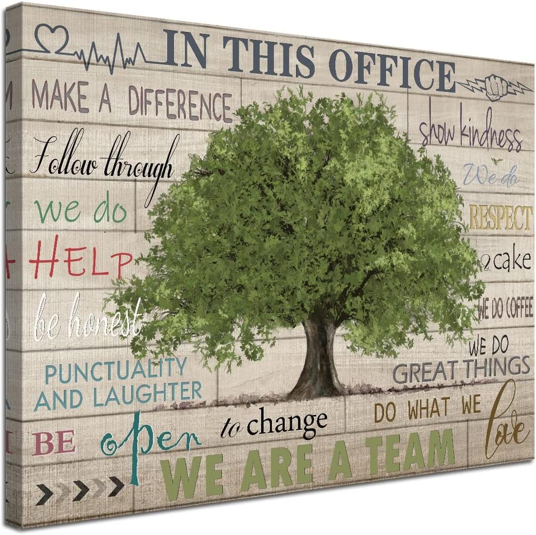 Inspirational Quotes Wall Art Prints Motivational Sayings Wall Decor Rustic Green Tree Picture Posters Framed Canvas Wall Decor for School Office Classroom College Decoration, 20x24 Inch