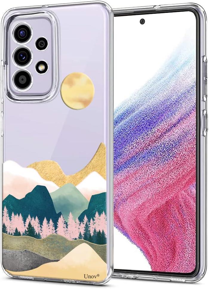 Unov Case Compatible with Galaxy A53 5G Clear with Design Soft TPU Shock Absorption Slim Embossed Pattern Protective Back Cover Case(Sierra Mountains)
