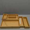 MaxGear Bamboo Kitchen Drawer Organizer, 18x12x2 Inches with 6 Adjustable Compartments, Utensils Cutlery and Flatware Storage for Silverware and Kitchen Accessories