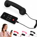 Retro Phone Handset for iPhone & Android, Cell Phone Receiver with Microphone & Speaker,Retro Phone Handset,Comfortable Retro Telephone Style Landline Handle Receiver Cell Mobile Phones (Black)